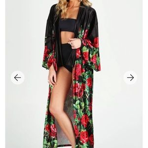 BlackMilk rose are red velvet kimono sold out. New with tag never worn